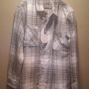 Common People Beige And White Plaid Over Shirt Xl W 2 Pockets
